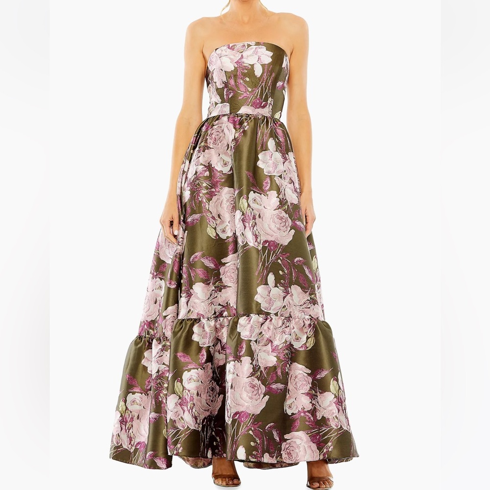 NWT Mac Duggal Floral Strapless Gown – Size 6